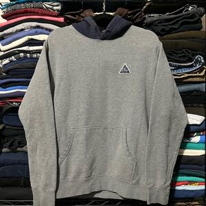 Obey Gray Hoodie with Navy Inner Hood and Triangle Logo
